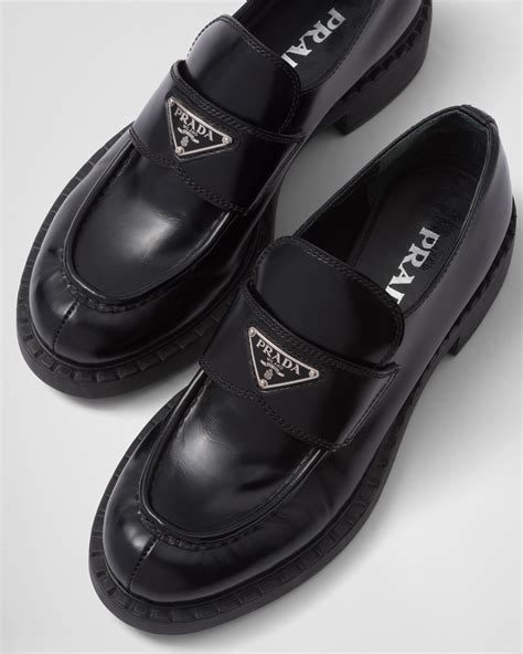 prada loafer braun|Prada brushed leather loafers.